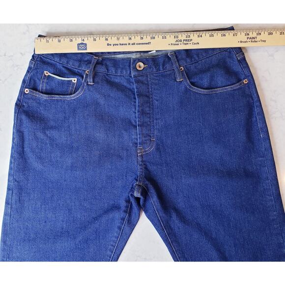 TAYLOR STITCH Democratic Button Fly Selvedge Jeans Med-Dark Blue Men's Size 35W - Picture 8 of 14